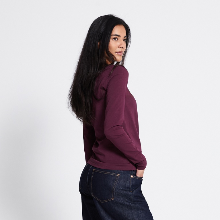 Basic long sleeve top "Fredrika" Plum